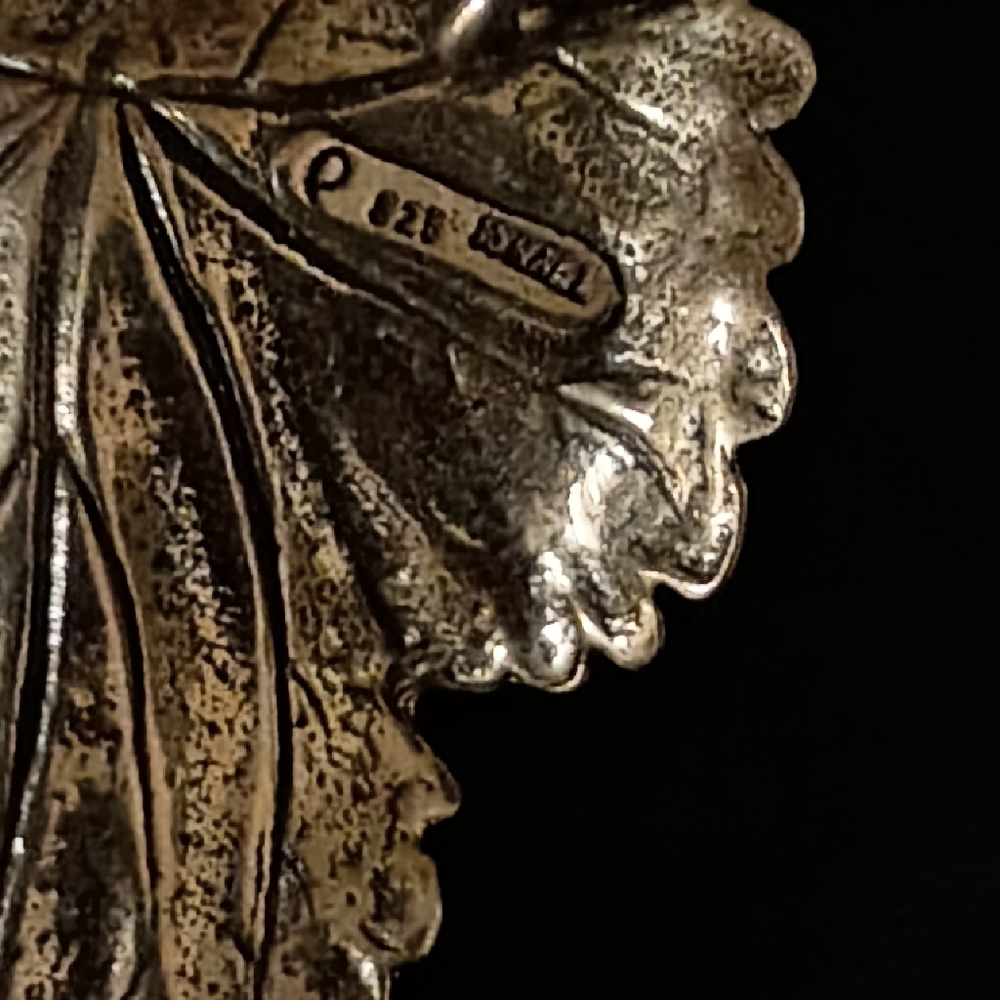 Vintage Sterling Silver Leaf Pendant Made In Israel - Picture 3 of 3